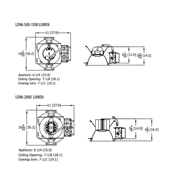 Lithonia LDN6 6" New Construction Non-IC LED Housing, Switchable CCT & Lumens