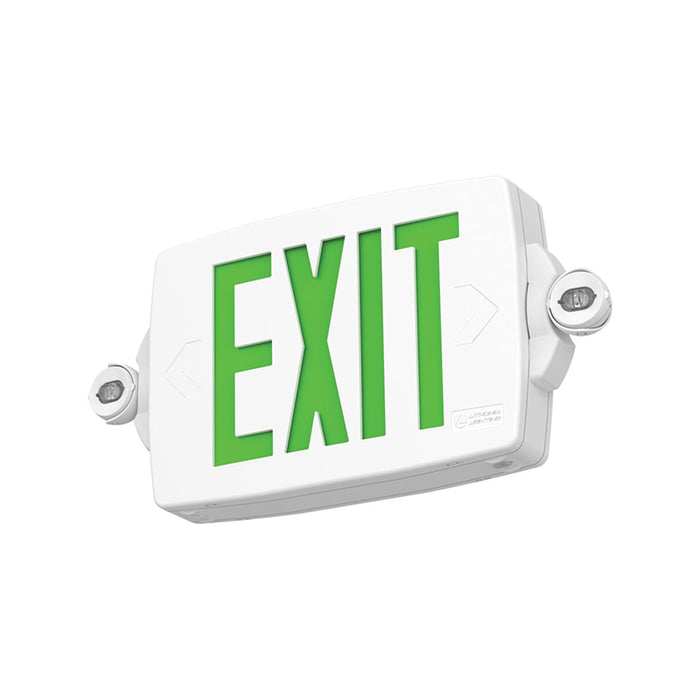 Lithonia LHQM Quantum LED Exit Combo, Stencil Face, White Housing, Red/Green Switchable Letter, 120-277V, Self Diagnostic