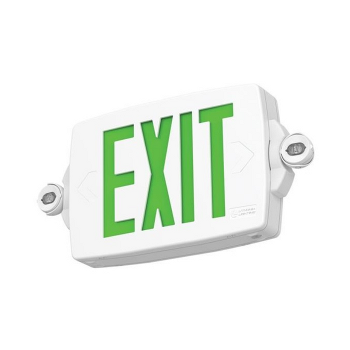 Lithonia Contractor Select LHQM Quantum Thermoplastic LED Emergency Light/Exit Combo, Single or Double Face, Red/Green Selectable, 120-277V - White