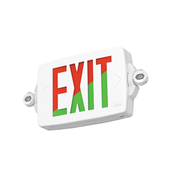 Lithonia LHQM Quantum LED Exit Combo, Stencil Face, White Housing, Red/Green Switchable Letter, 120-277V, Self Diagnostic
