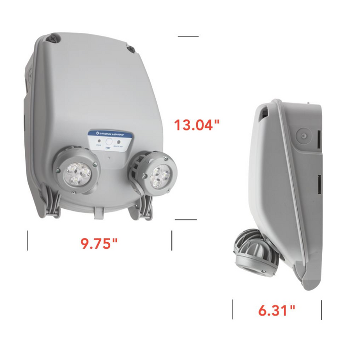 Lithonia INDL Indura Industrial LED Wet Location Emergency Light, SP1100L Uvolt Self-Diagnostics