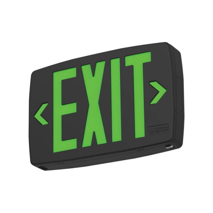 Lithonia LQM Quantum Thermoplastic LED Exit Sign with High-Output Battery, Single or Double Face, Red/Green Selectable, 120-277V - Black