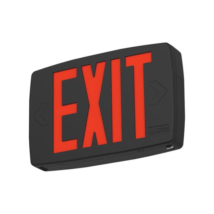 Lithonia LQM Quantum Thermoplastic LED Exit Sign, Single or Double Face, Red/Green Selectable, 120-277V, Black