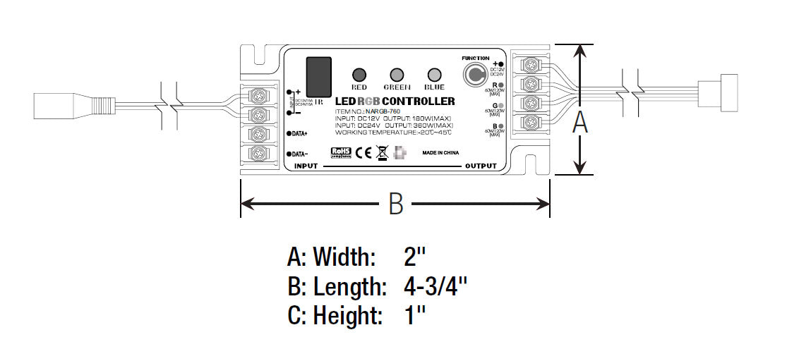 Nora RGB 24V Controller (NARGB-760) with 24V Power Connector