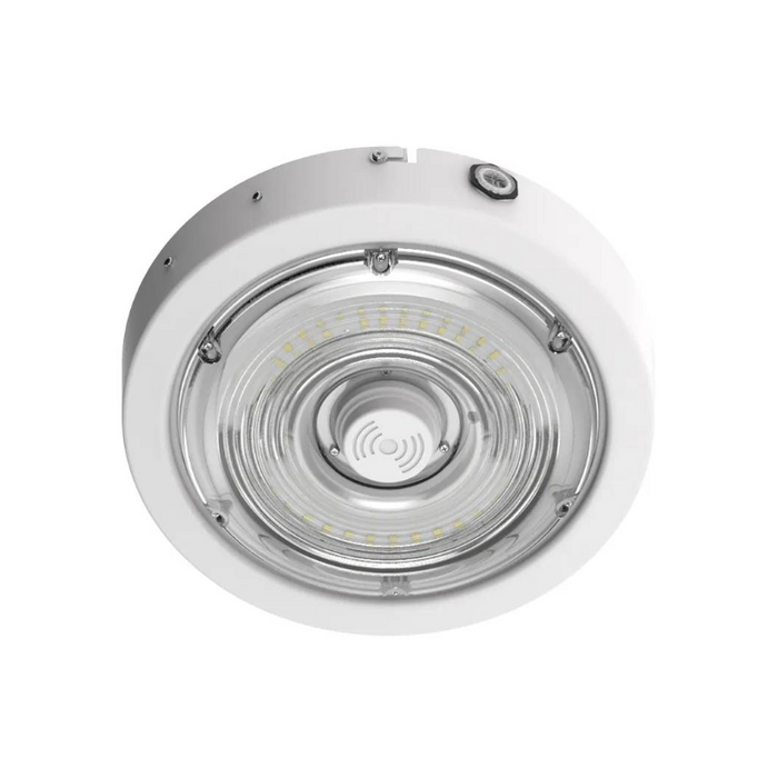 Westgate CXER-30-50W-MCTP-SR Round Garage Light, Selectable CCT & Wattage, Sensor Ready , White Finish, 120-277V