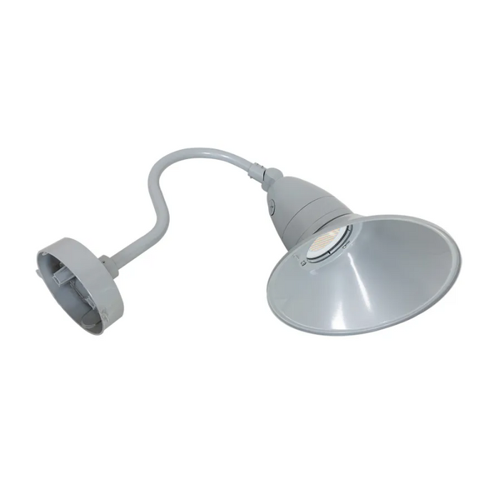 Westgate GNBA 18W/26W/35W LED Angled Gooseneck Barn Light with Photocell, 3CCT Selectable, 120-277V - Silver