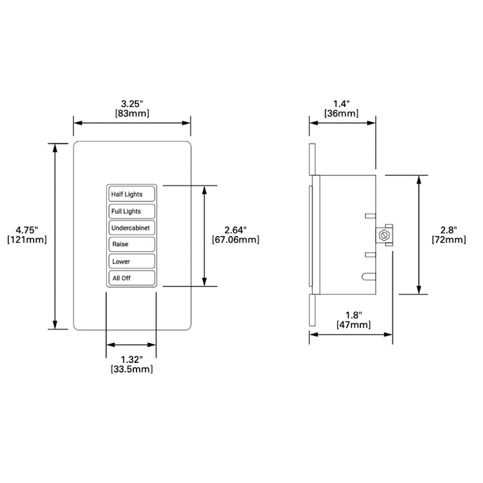 Greengate RC-3TLB-Z3D Room Controller Wallstation, 3 Large Buttons, Zone 3/Raise/Lower