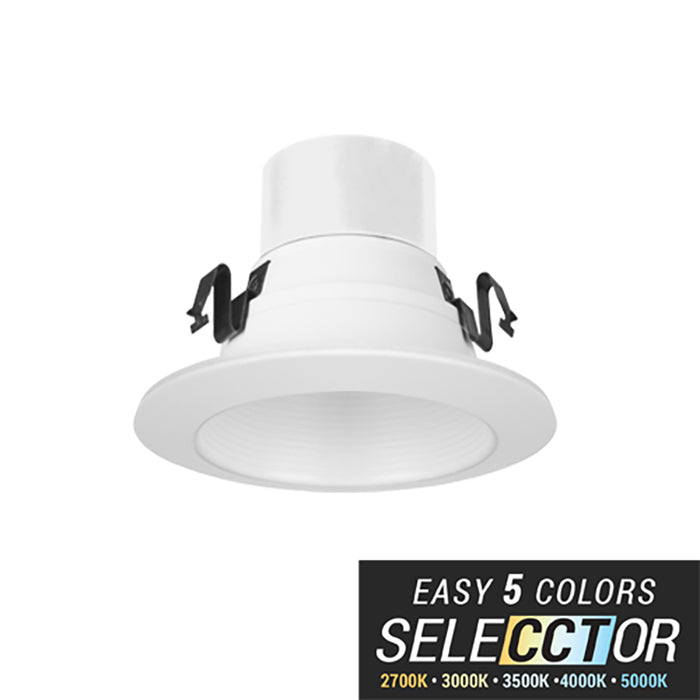 Elite REL437 4" Economy 14W LED Baffle Recessed Retrofit, 5CCT Selectable, 1100 Lumens, 120V