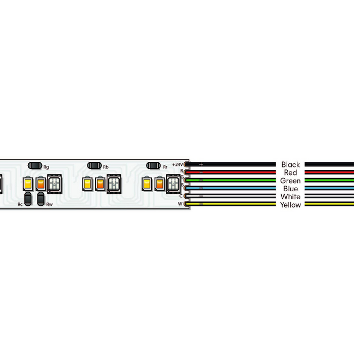 Diode LED Valent 24V 5.8W/Ft, 16.4Ft RGBTW LED Tape Light