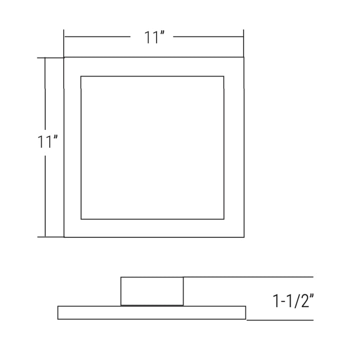 Elite RL1195-ML-CCT 11" Square LED Slim Surface Mount, Selectable CCT & Lumen, MVOLT