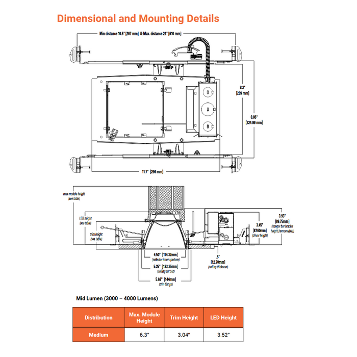 Halo Commercial HCSQ4 4" Square New Construction/Remodel Housing Frame, 1500 Lumens, 120-277V
