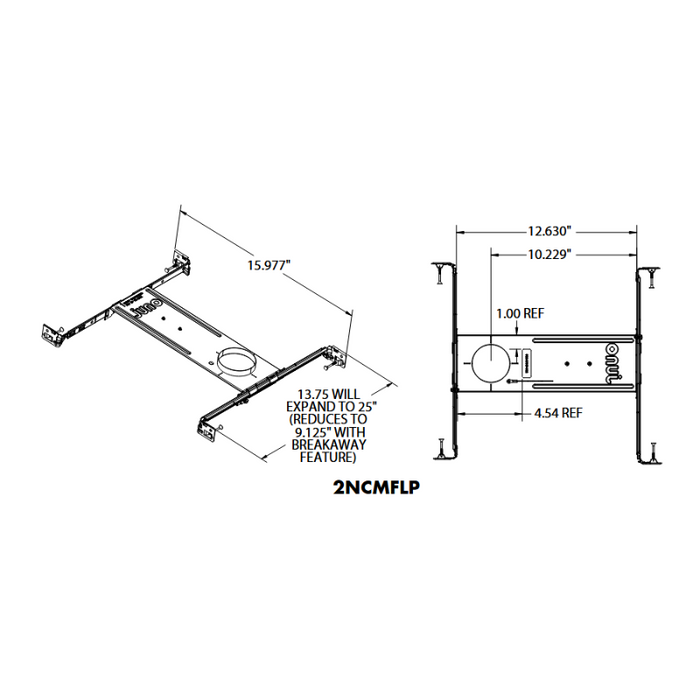 Juno Contractor Select 2NCMFLP 2" Canless Mounting Frame for New Construction Applications