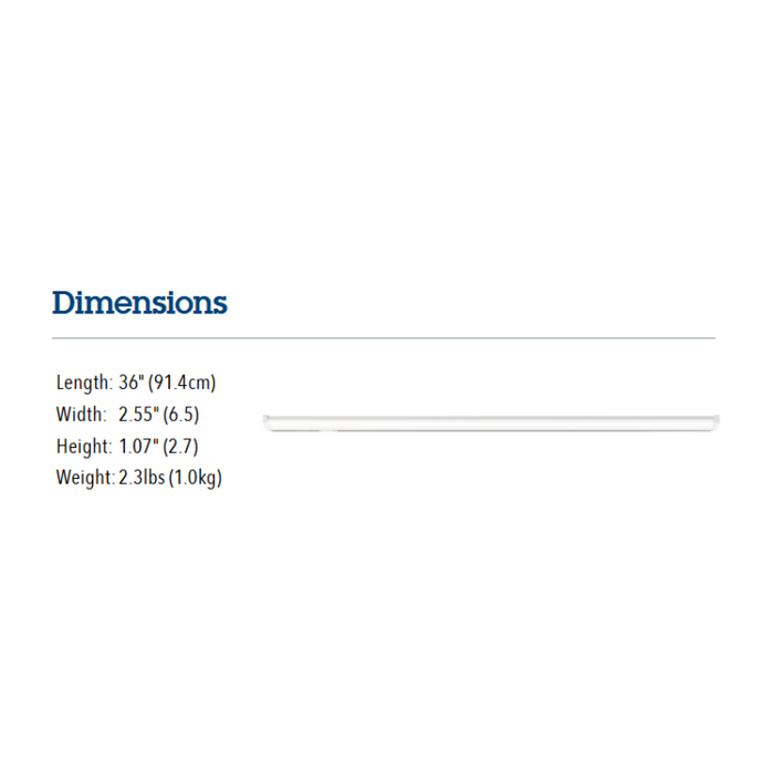 Juno Contractor Select UCES 36" 21W Economy LED Switchable White Undercabinet, 5CCT Selectable, 120V, White