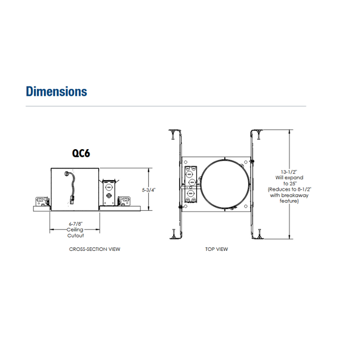 Juno Contractor Select QC6 6" Quick Connect New Construction Housing with Push-In Connectors, 120V
