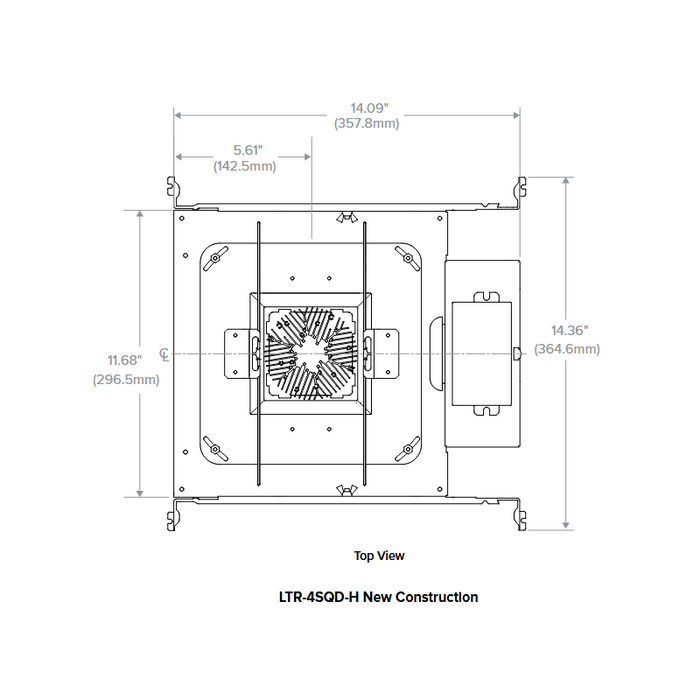 Prescolite LTR-4SQD-H LITEISTRY 4" 12W Square LED New Construction Downlight Housing