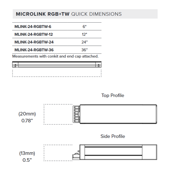 American Lighting MLINK-24 MicroLink RGB+TW 12" 7W DC Linkable Modular Seamless Bar Light, 256 Lumen Dimmable 24V