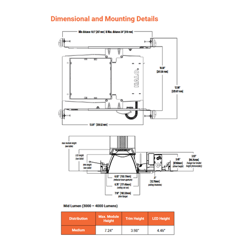 Halo Commercial HCSQ6 6" Square New Construction/Remodel Housing Frame with 14W Self-Test Emergency Battery, 1000 Lumens, 120-277V