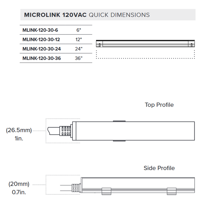 American Lighting MLINK-120 MicroLink 36" 14.4W LED Linkable Modular Seamless Bar Light, 3000K 859 Lumen Dimmable 120V
