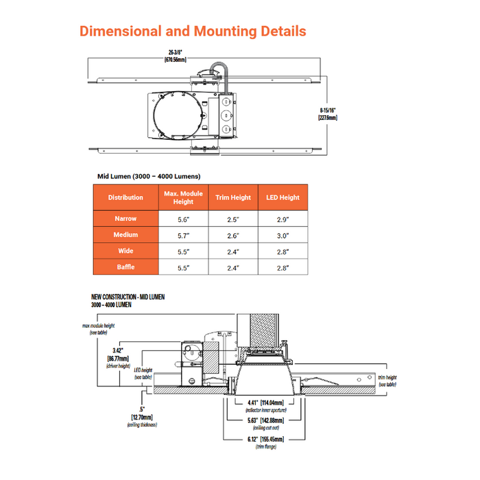 Halo Commercial HC4 4" Round New Construction/Remodel Housing Frame, 14W Emergency Battery Pack with Integral Test/Indicator Light, 1000 Lumens, 120-277V
