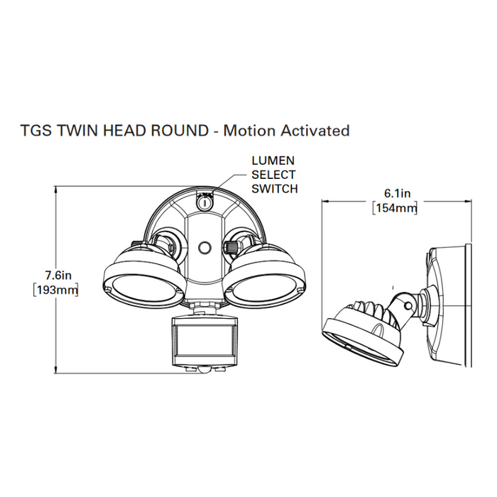 Halo TGS 21W 2-Head Round LED Security Floodlight, Motion Activated