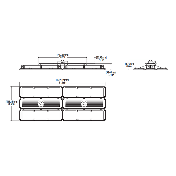 Lithonia XIB 48" 265W LED High Bay, 42000LM, Frosted Acrylic, Medium Distribution, 0-10V Dimming, 80CRI, Wet Location, White