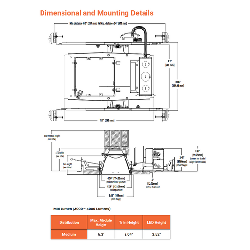 Halo Commercial HCSQ4 4" Square New Construction/Remodel Housing Frame, 1000 Lumens, 120-277V