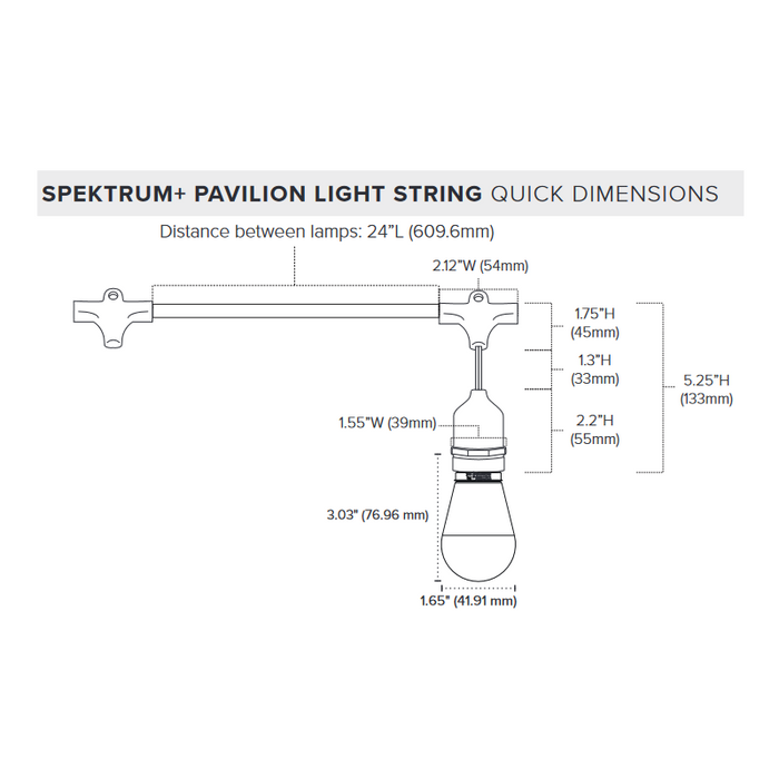 American Lighting SPKPL-PVLSF 48-ft 24 Lamps Sperktrum+ Pavilion String Light, RGBW