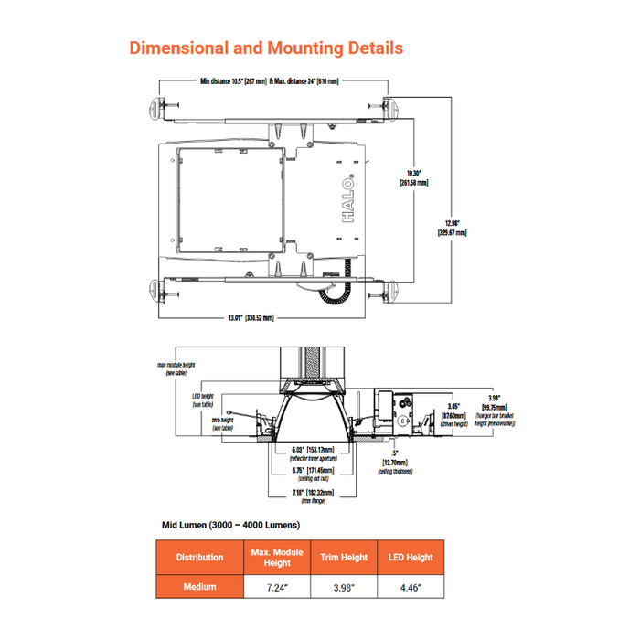 Halo Commercial HCSQ6 6" Square New Construction/Remodel Housing Frame, 500 Lumens, 120-277V