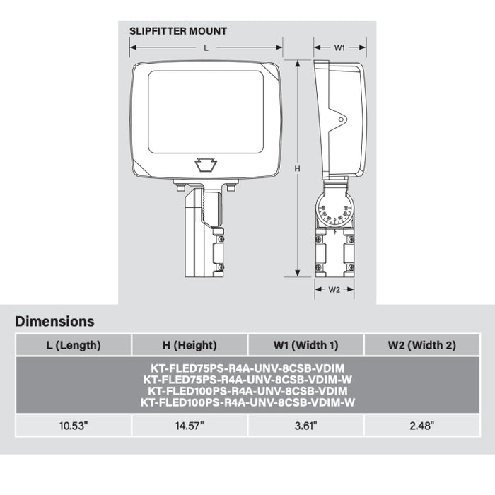 Keystone KT-FLED75PS-R4A 45W/60W/75W LED Flood Light, 3CCT Selectable
