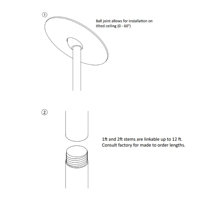 Rayon RCYA3 3" LED Architectural Cylinder, Wattage & 5CCT Selectable, 120-277V, Stem Pendant Mount