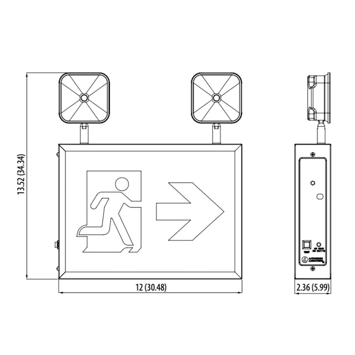 Lithonia TCC Indura LED Steel Running Man Emergency Light/Exit Combo, 350lm, 120-347V