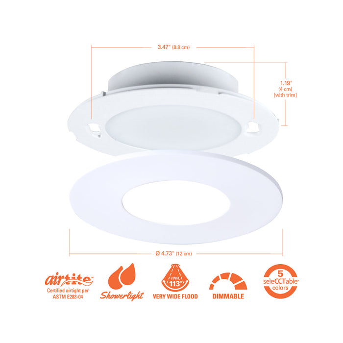 Halo JBD 4" LED Surface Mount LED Downlight,  700lm, 5CCT, 120V, Matte White