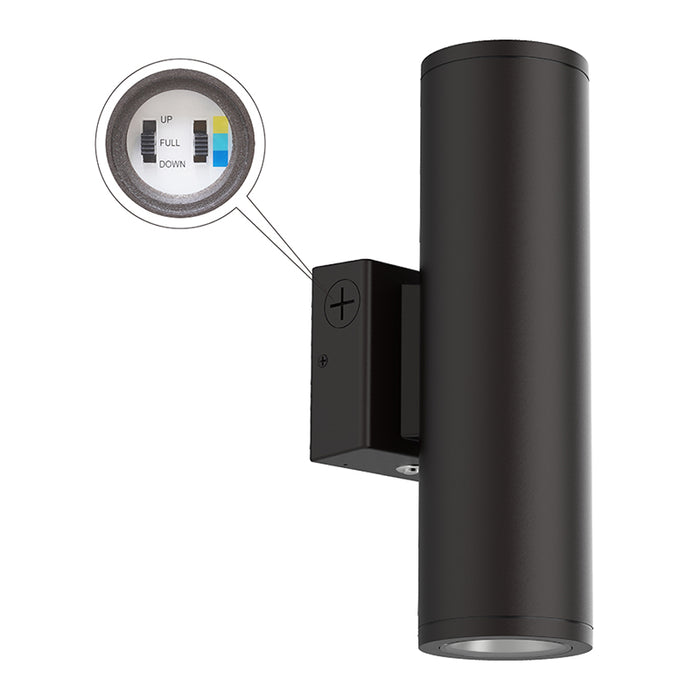 Lithonia Contractor Select WMCL 4" 19W LED Wall Mount Cylinder Light with On/Off Photocell, 3CCT Selectable, 120-347V, Dark Bronze