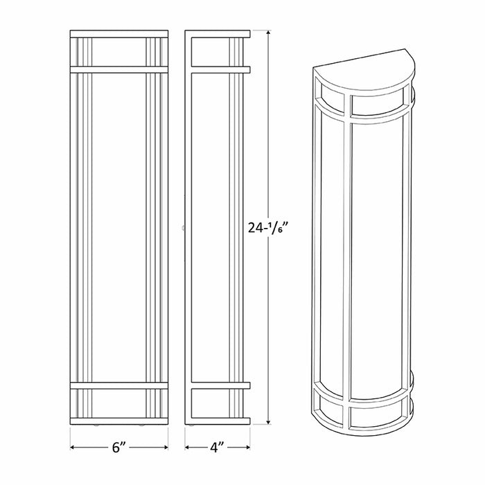 Westgate LDSXL-MCT-DD 25W 24" Tall LED Outdoor Wall Sconce, CCT Selectable, 1800 Lumens,  120-277V
