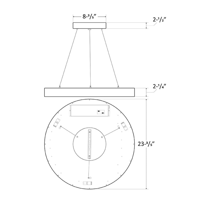 Westgate SCR 24" LED Architectural Round Suspended Down Light, CCT Selectable