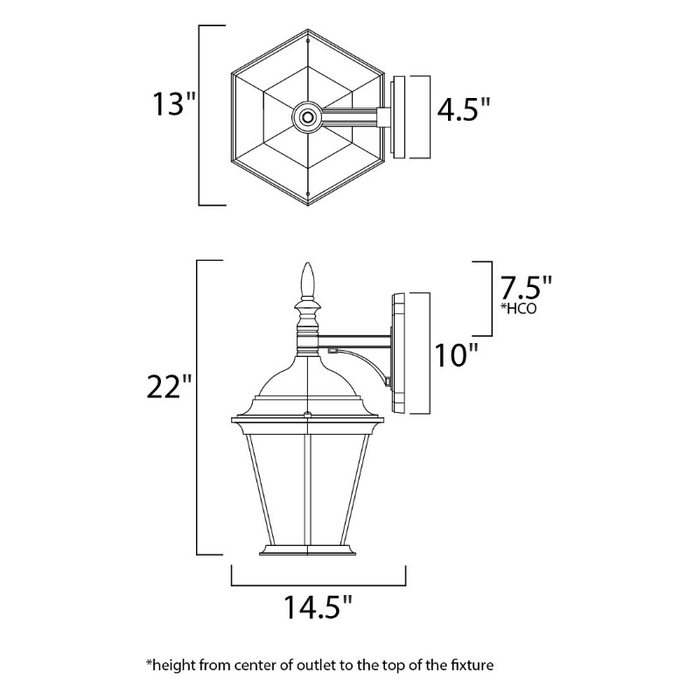 Maxim 1008 Westlake 3-lt 22" Tall Outdoor Wall Lantern