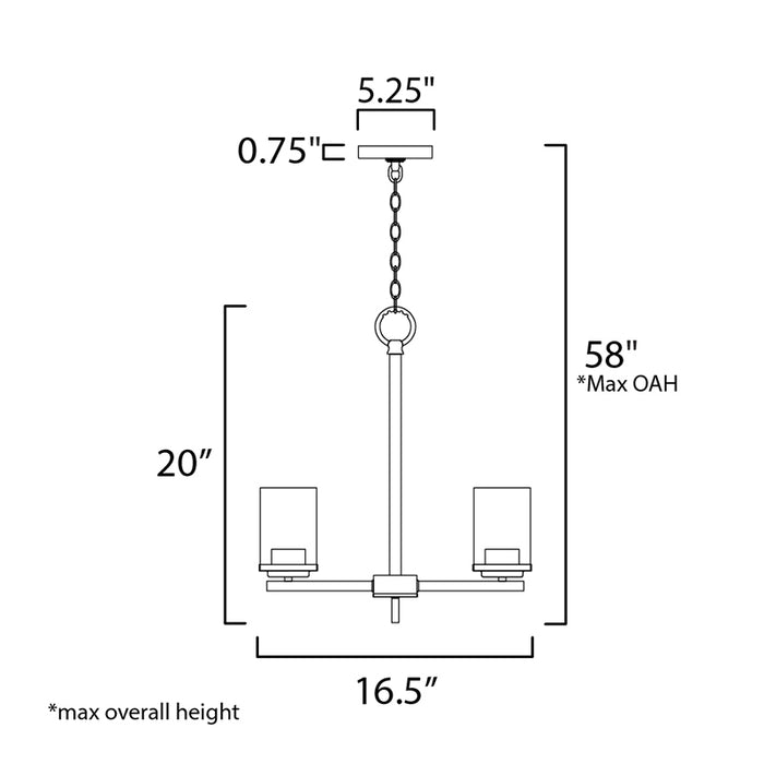 Maxim 10203CL Corona 3-lt 17" Chandelier