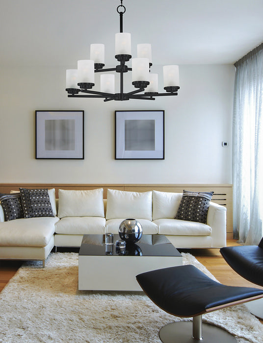 Maxim 10206FT Corona 9-lt 28" Chandelier, Frosted Glass