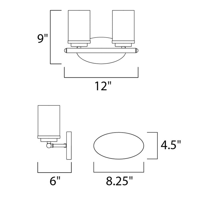 Maxim 10212CL Corona 2-lt 12" Bath Vanity