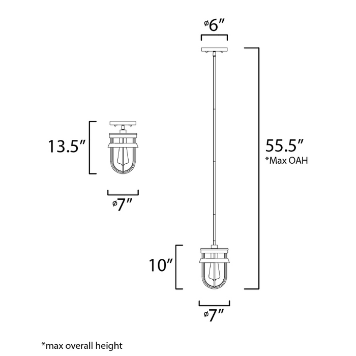 Maxim 10268 Breakwater 1-lt 7" Outdoor Pendant/Semi-Flush