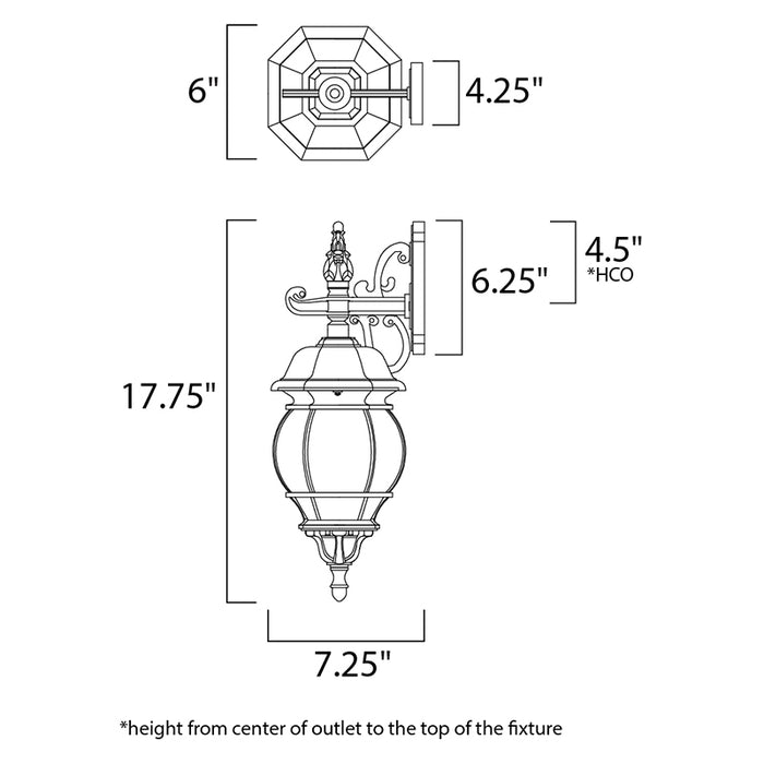 Maxim 1030 Crown Hill 1-lt 18" Tall Outdoor Wall Lantern