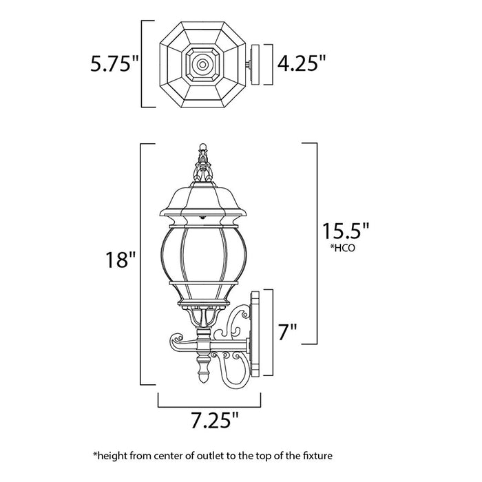 Maxim 1032 Crown Hill 1-lt 18" Tall Outdoor Wall Lantern