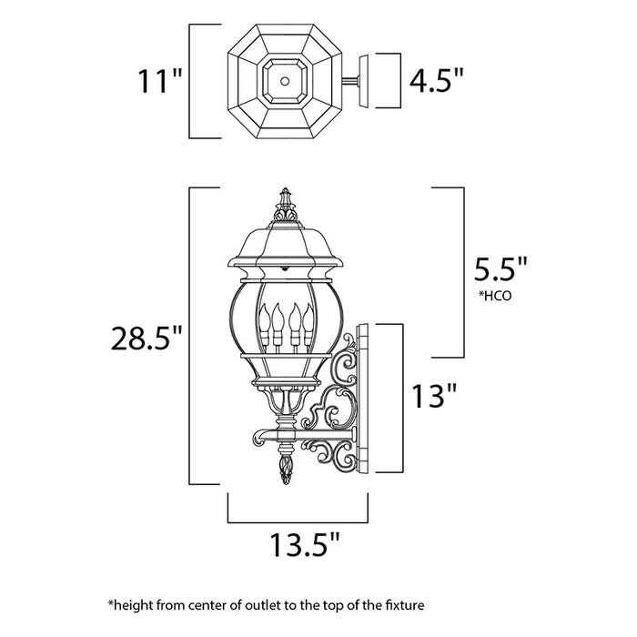 Maxim 1037 Crown Hill 4-lt 29" Tall Outdoor Wall Lantern