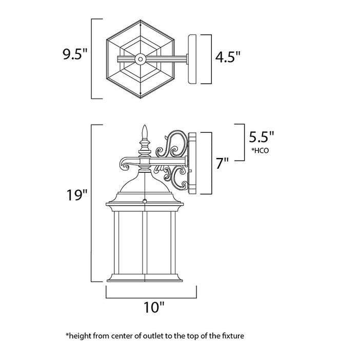 Maxim 1073 Builder Cast 3-lt 19" Tall Outdoor Wall Mount