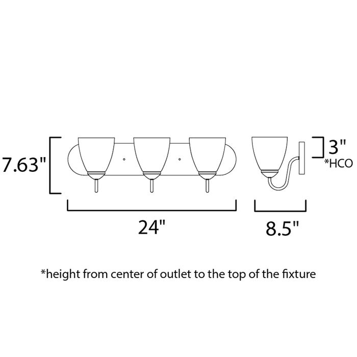 Maxim 11383 Axis 3-lt 24" Strip Bath Vanity