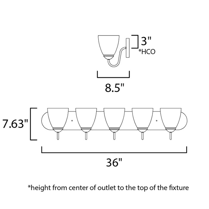 Maxim 11385 Axis 5-lt 36" Strip Bath Vanity
