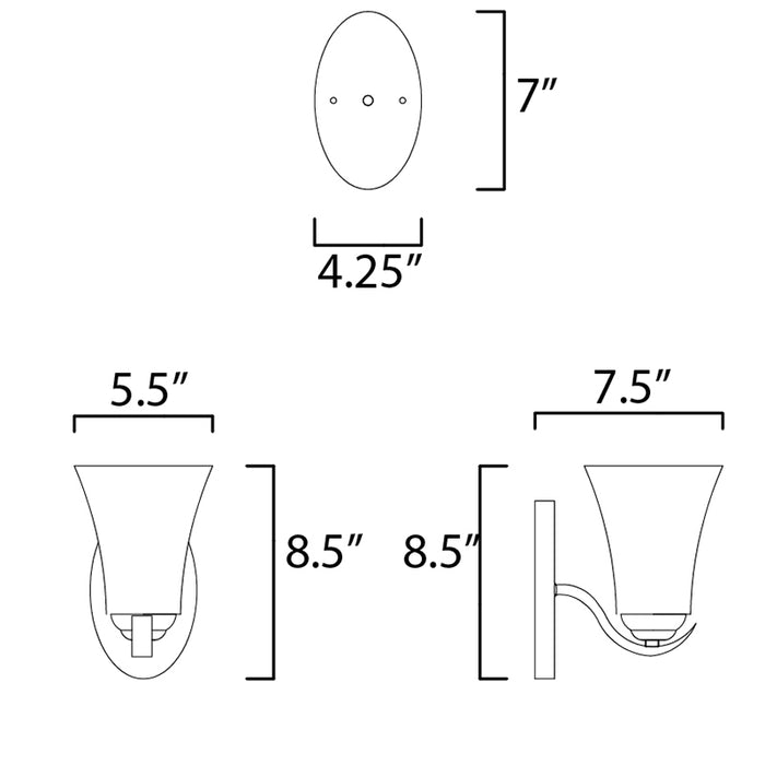 Maxim 12081 Vital 1-lt 9" Tall Wall Sconce