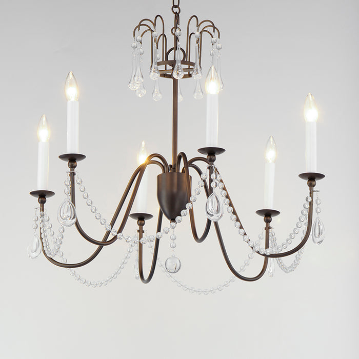 Maxim 12166 Plumette 6-lt 28" Chandelier with Crystal