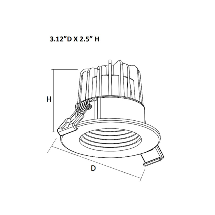 Westgate RDL2S-BF 2" 8W LED Baffle Recessed Light, 2700K