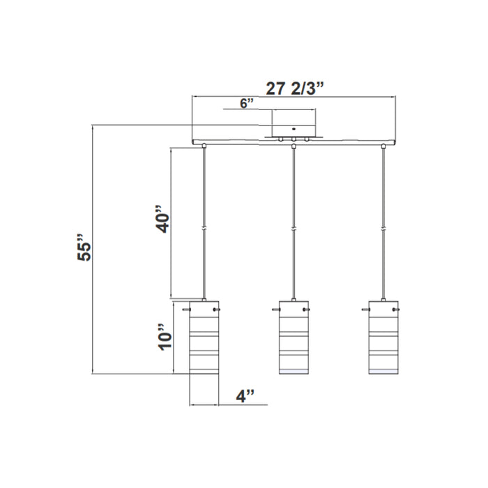 Westgate LCFB 3-lt LED Pendant with Straight Bar